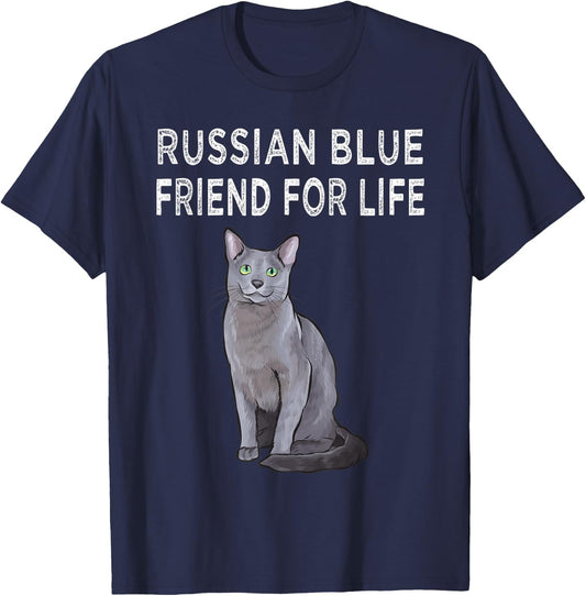 Russian Blue Friend For Life Cat Friendship Men Women T-Shirt - T-Shirt | Navy