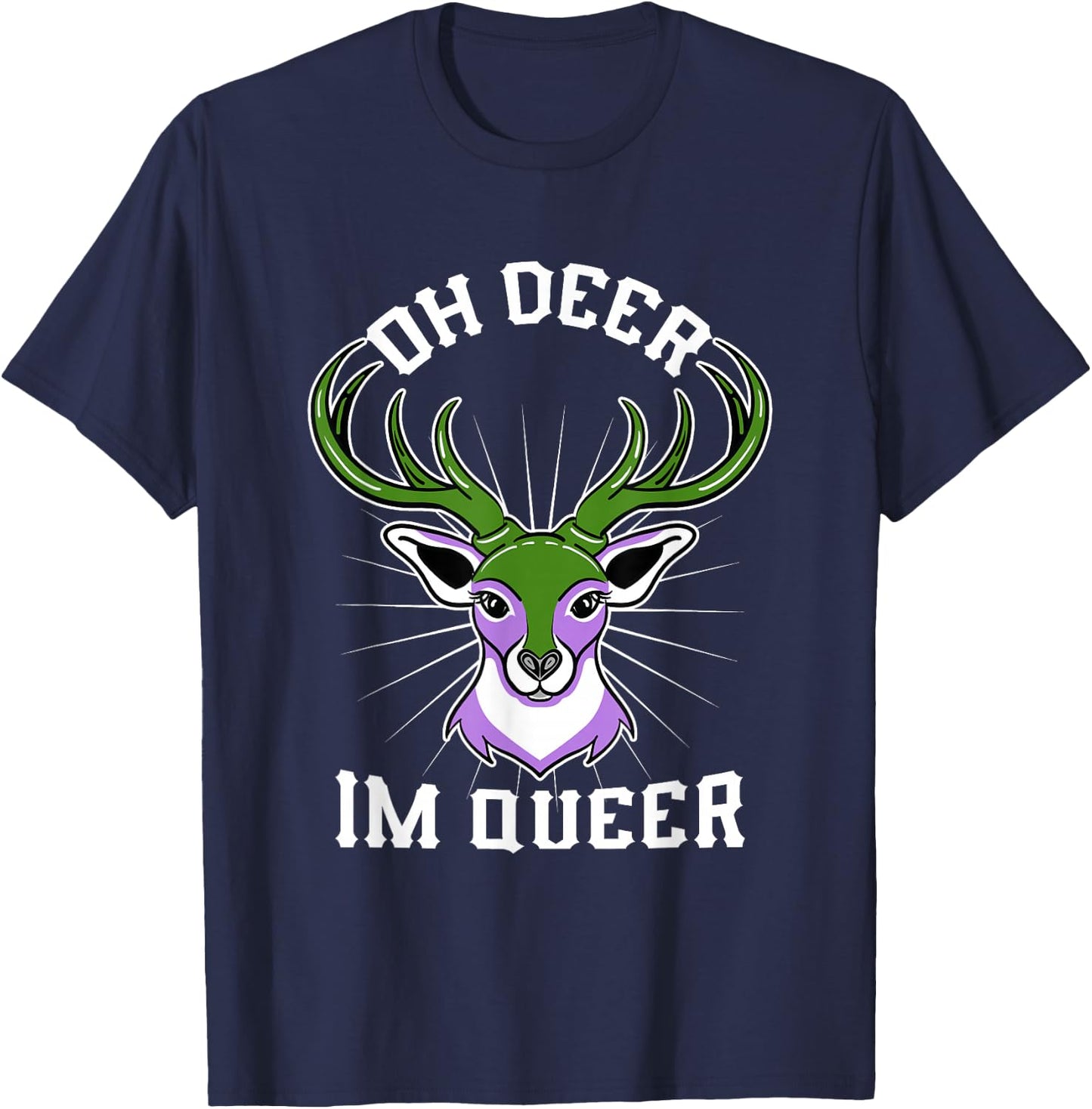 Oh Deer Im Queer Genderqueer Pride T-Shirt - T-Shirt | Navy