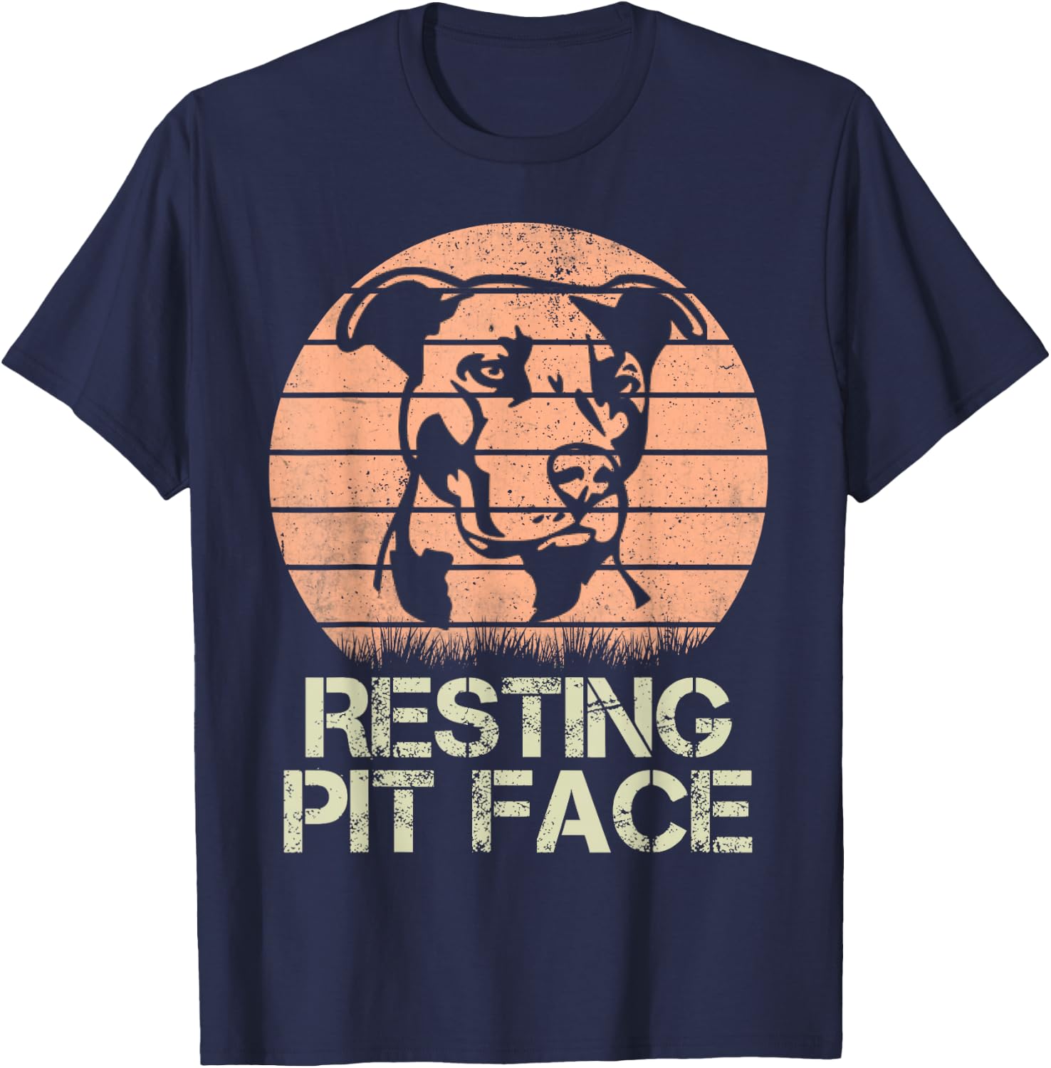 Resting Pit Face Dog Lover Vintage T-Shirt - T-Shirt | Navy