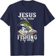 Jesus Is My Savior Fishing Is My Therapy Funny Christian T-Shirt - T-Shirt | Navy