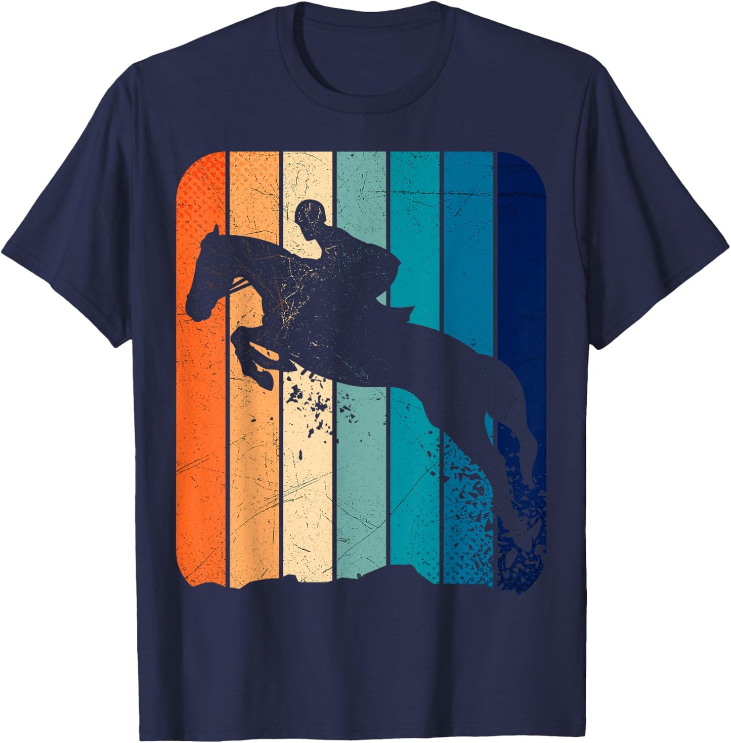 Girl Horse Stadium Jumping Equestrian Shirt Vintage Dressage T-Shirt - T-Shirt | Navy