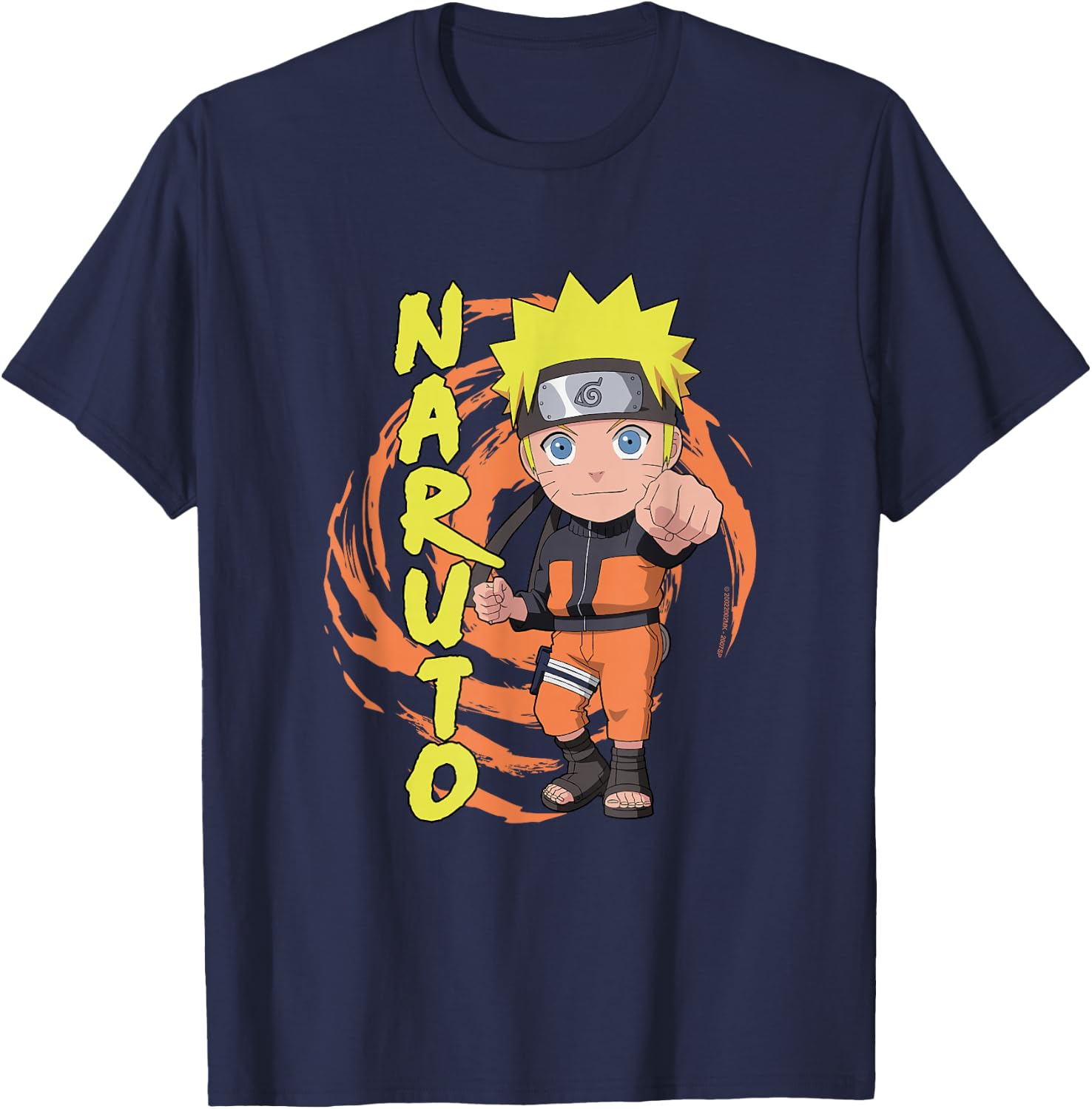 Naruto Shippuden Naruto Chibi Fist Swirl Anime T-Shirt - T-Shirt | Navy