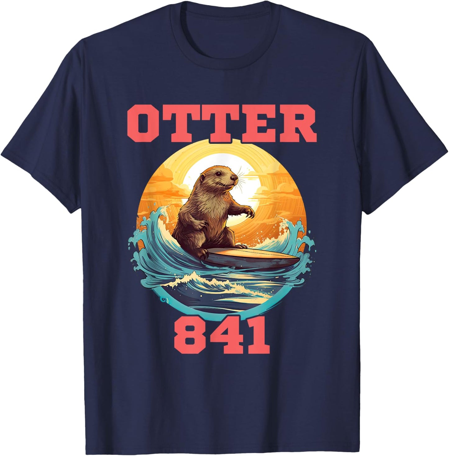 Surfing Otter 841 Wanted for Long Board Larceny Funny Cali T-Shirt - T-Shirt | Navy