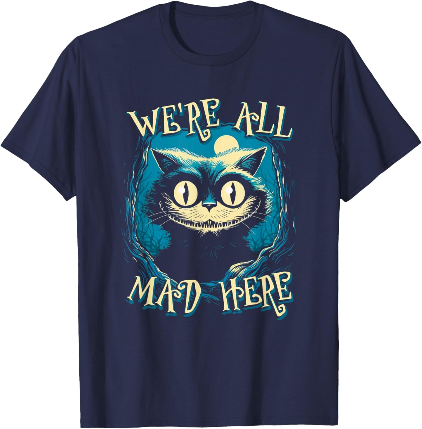 We're All Mad Here Cat T-Shirt - T-Shirt | Navy