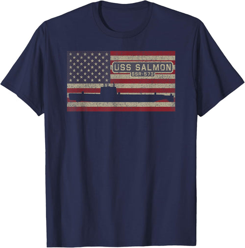 USS Salmon SSR-573 Radar Picket Submarine USA American Flag