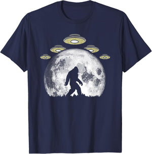 Bigfoot and UFO Armada & Full Moon T-Shirt - T-Shirt | Navy