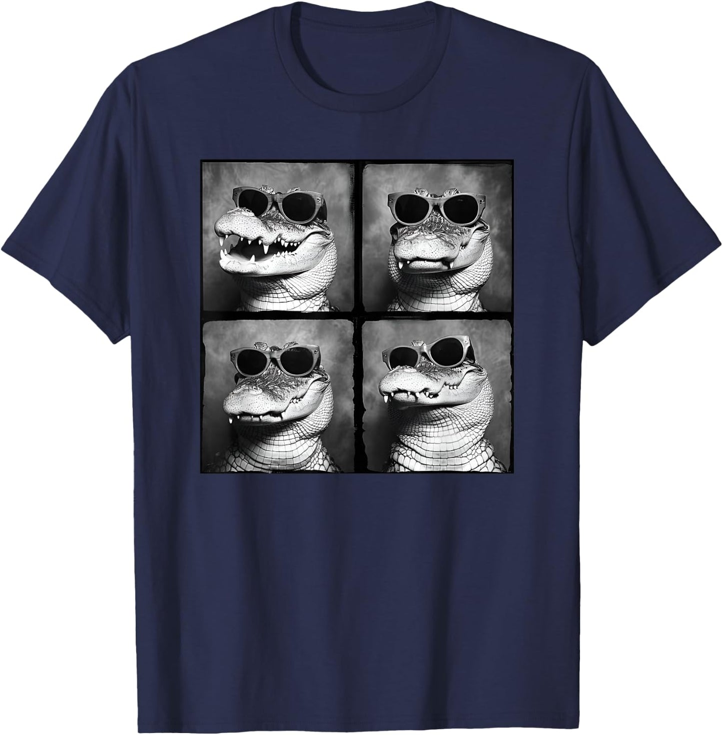 Funny Crocodile In Sunglasses Quirky Alligator Funny Gator T-Shirt - T-Shirt | Navy