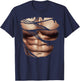 Fake Muscles Torn Breast Six Pack Abs T-Shirt - T-Shirt | Navy