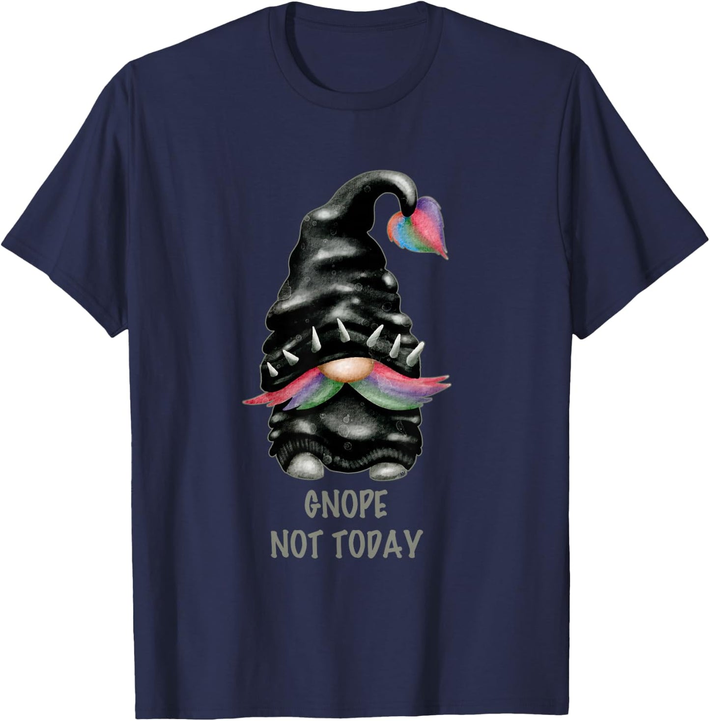 Funny Gnome Pun Punk Rock Biker Gnope Not Today T-Shirt - T-Shirt | Navy
