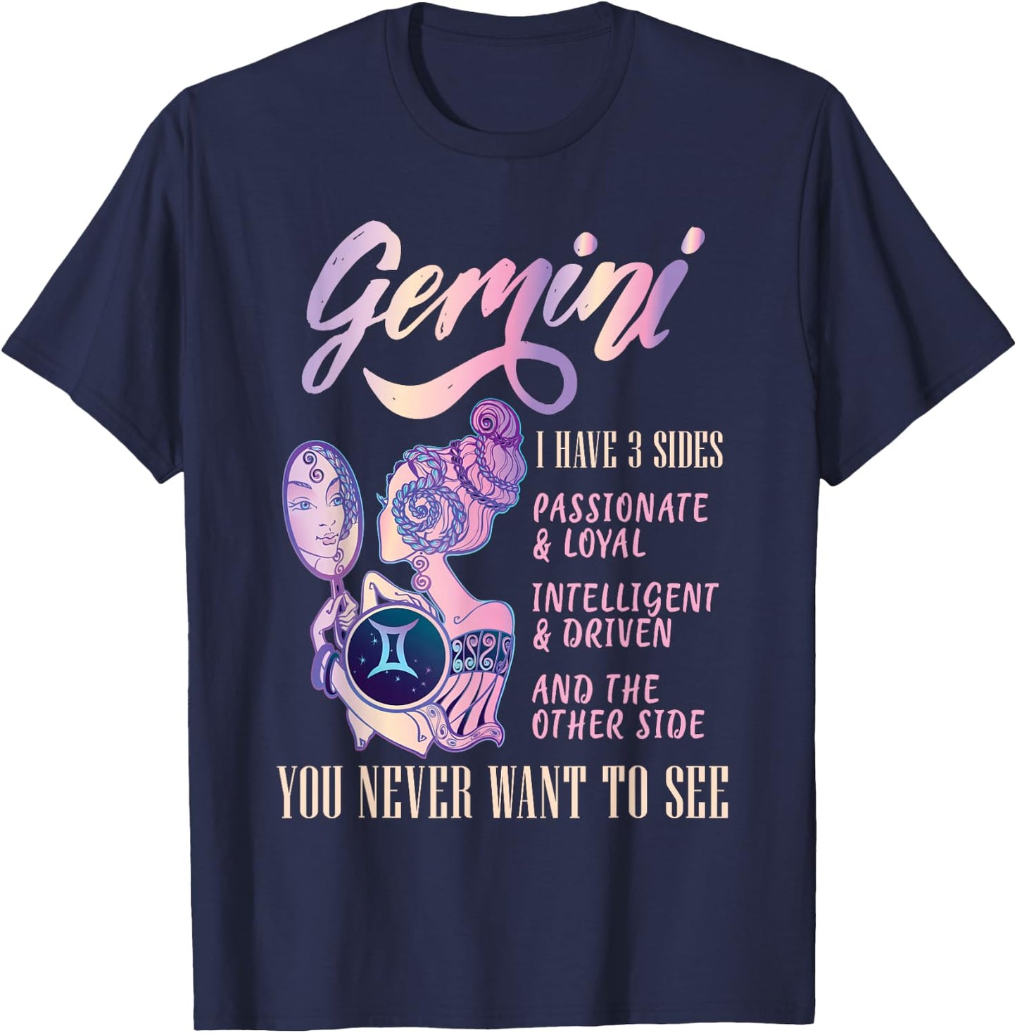 I Have 3 Sides Gemini Zodiac Sign T-Shirt - T-Shirt | Navy