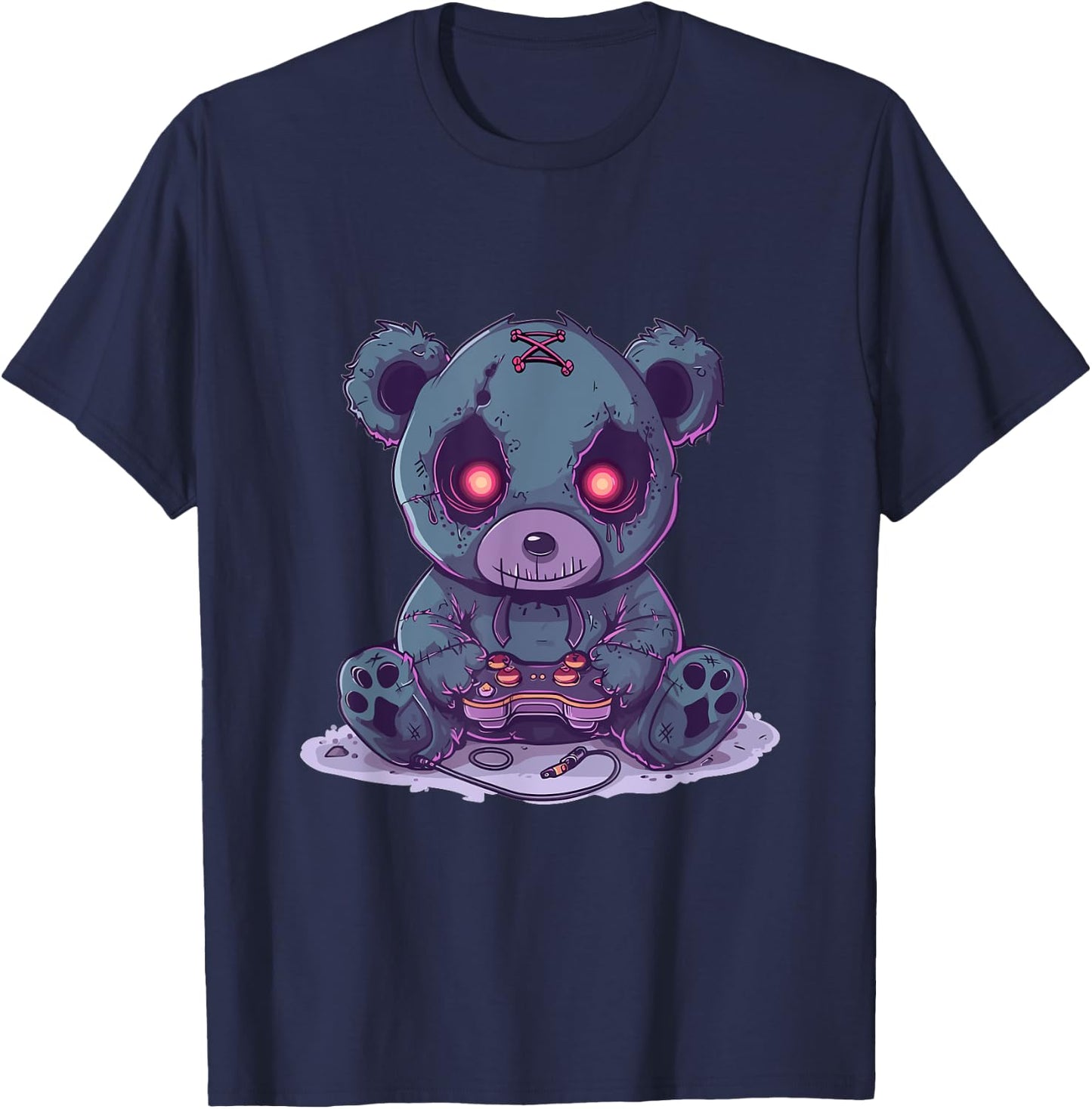 Goth Pastel Cute Creepy Kawaii Gamer Teddy Bear Gaming T-Shirt - T-Shirt | Navy