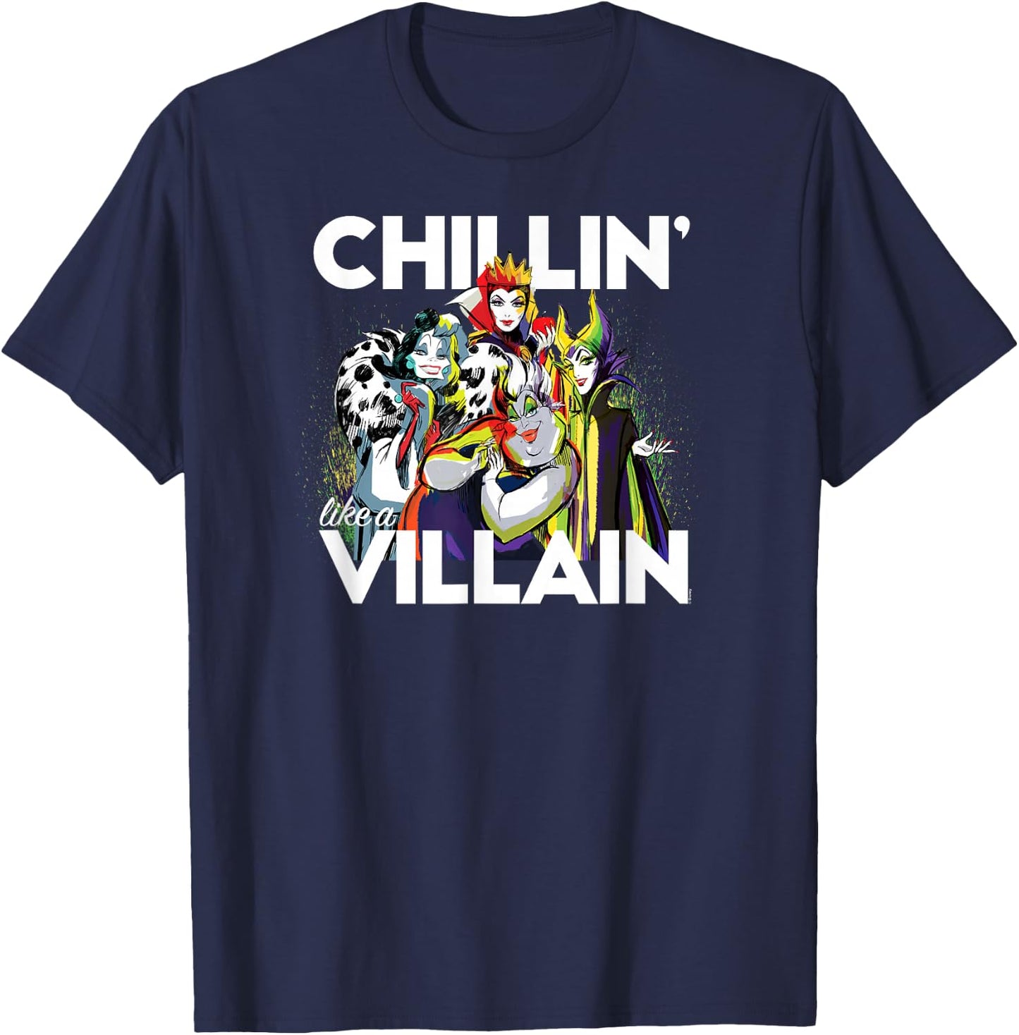 Disney Villains - Cruella Evil Queen Ursula Maleficent T-Shirt - T-Shirt | Navy
