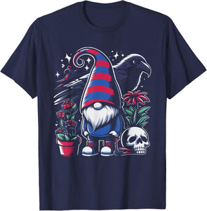 Gnome Raven Crow Bird Skull Emo Goth Gothic Punk T-Shirt - T-Shirt | Navy
