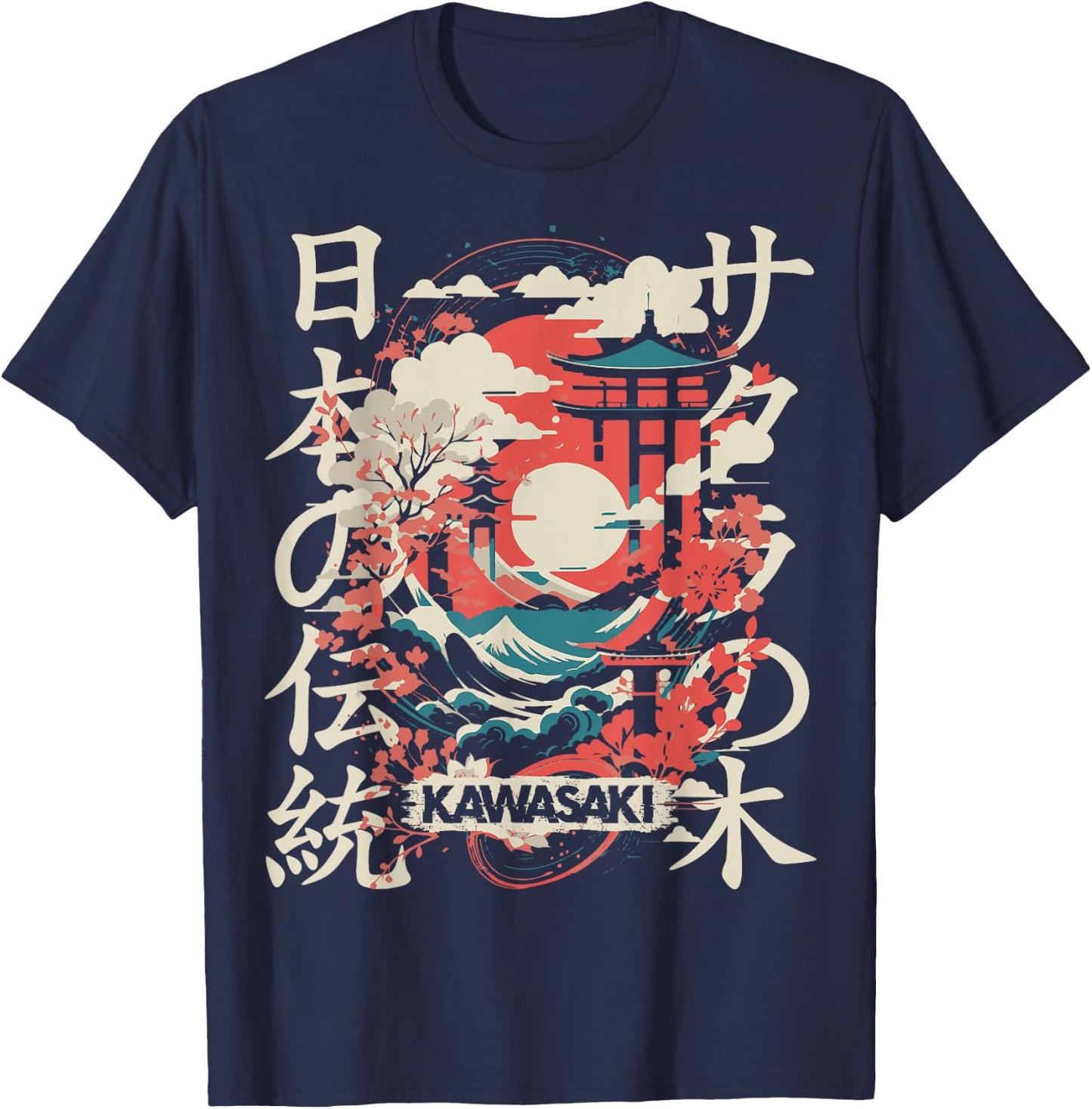 Kawasaki City Retro 90s Japan Aesthetics 80s Kawasaki T-Shirt - T-Shirt | Navy