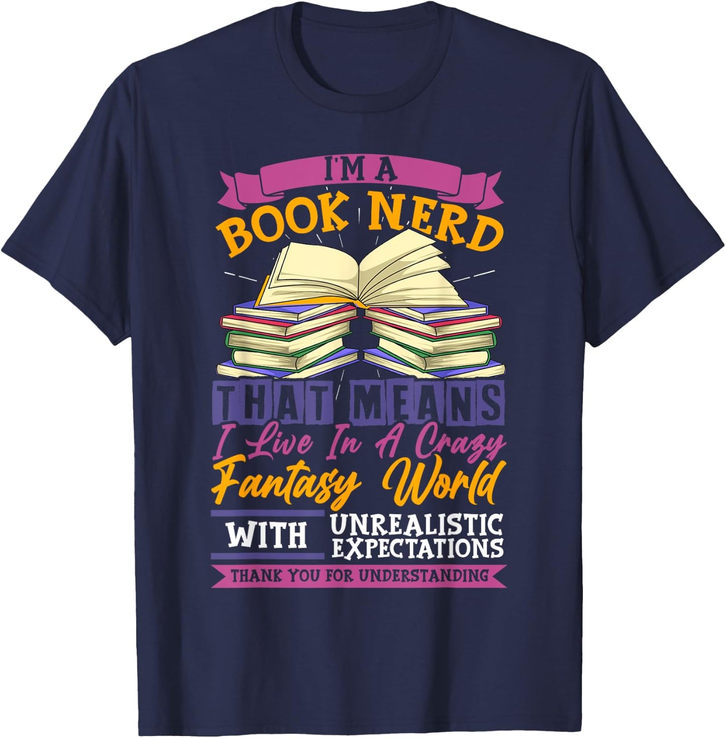 Book Lover Shirt Co I'm A Book Nerd Adult Black Small T-Shirt - T-Shirt | Navy