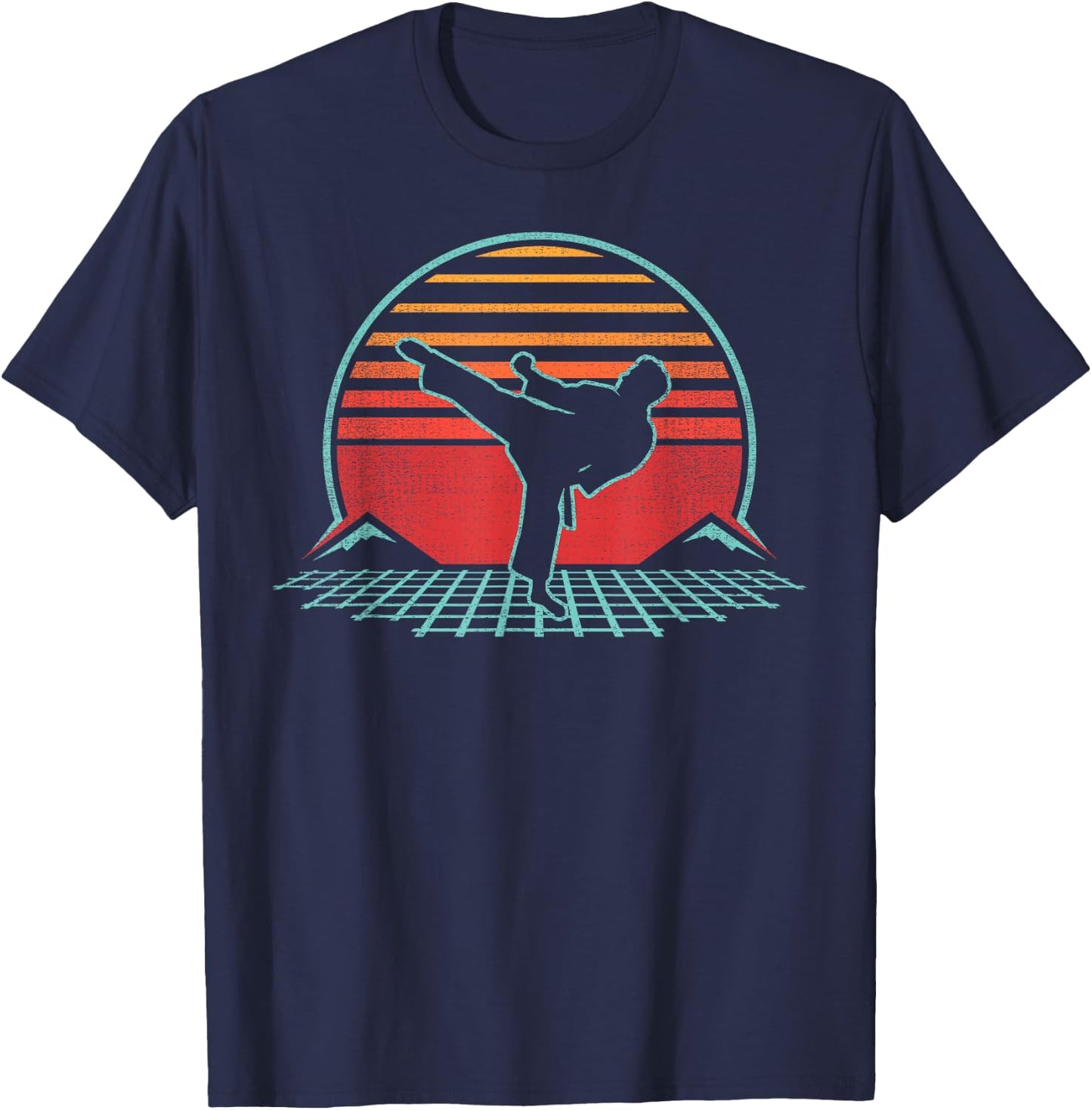 Karate Retro 80s Style T-Shirt - T-Shirt | Navy