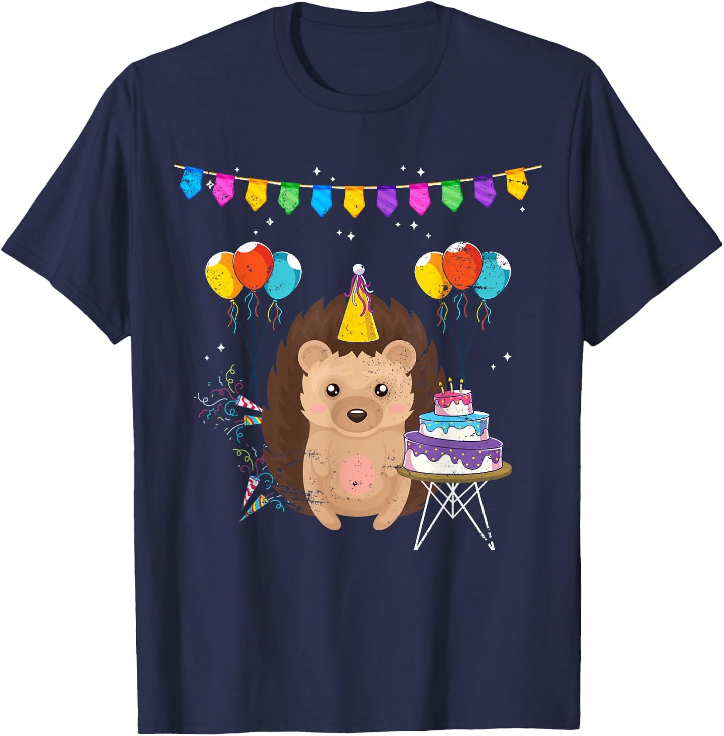 Forest Dwellers Animal Lover Forest Animal Children's Birthday Hedgehog T-Shirt - T-Shirt | Navy