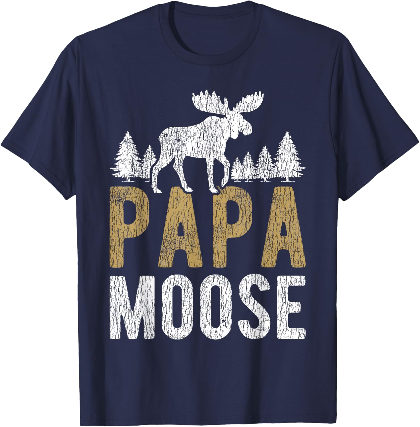 Papa Moose Camping Matching Family Children Dad Hunting T-Shirt - T-Shirt | Navy