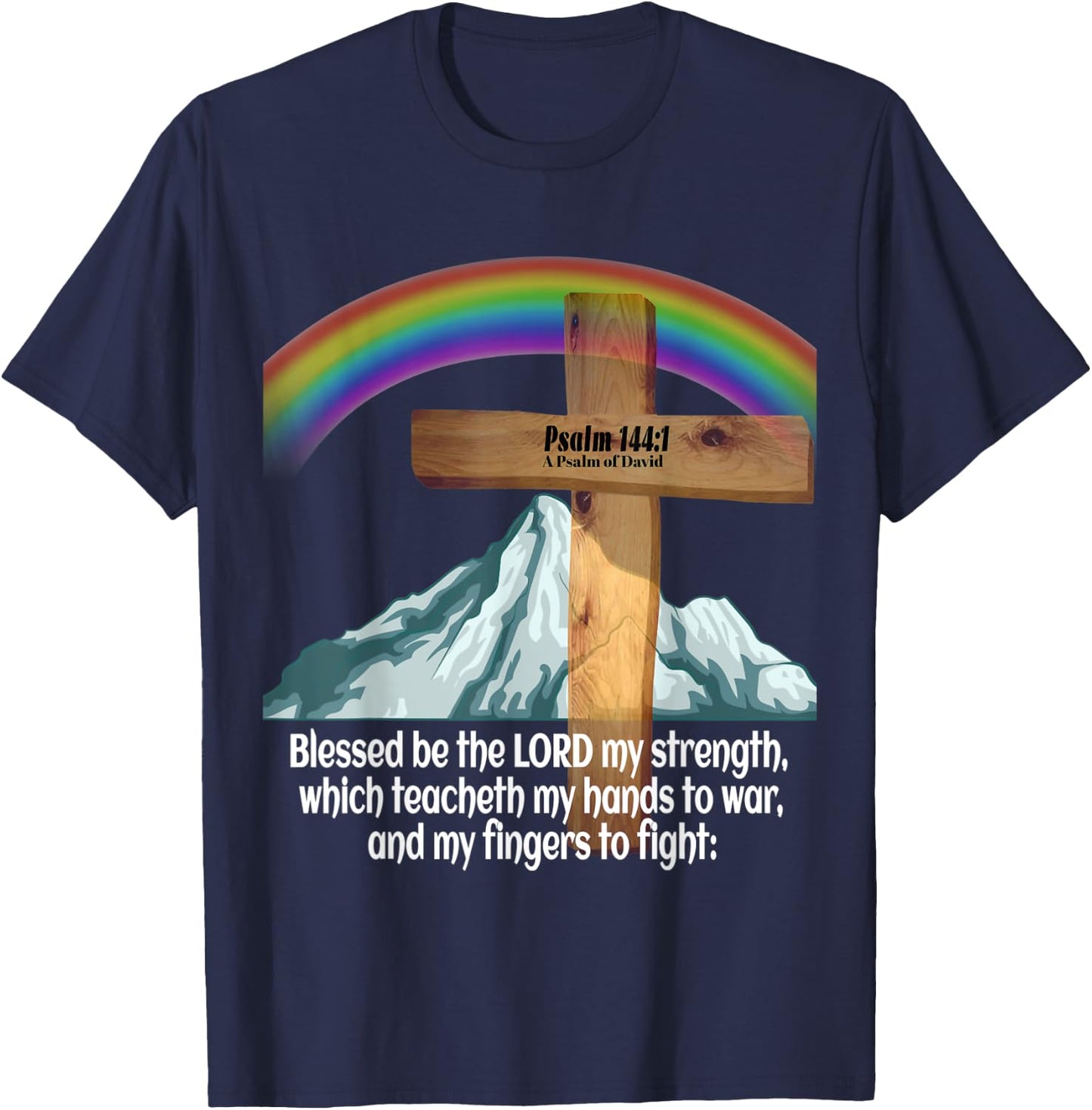 Psalm 144:1, A Psalm of David T-Shirt - T-Shirt | Navy