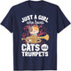 Girl Trumpet Player Saying Trumpeter Cat Owner Kitten Lover T-Shirt - T-Shirt | Navy