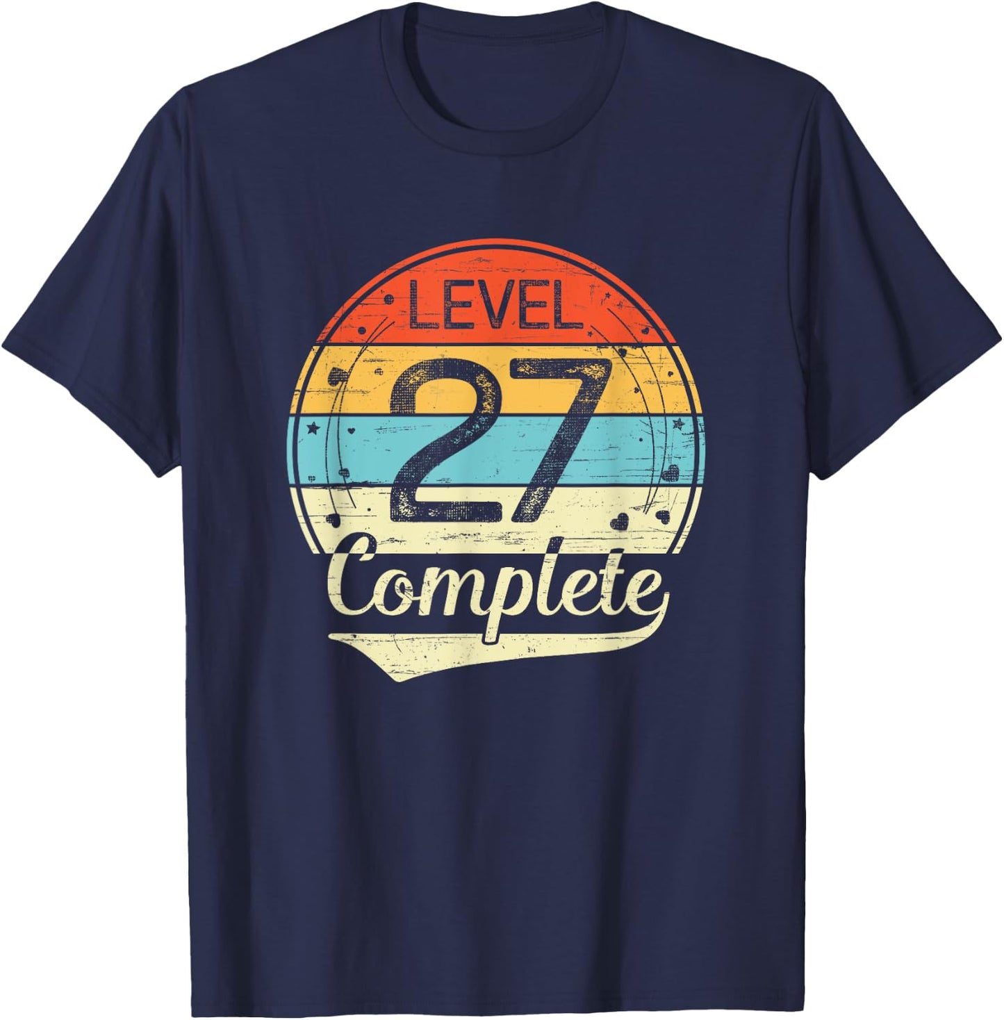 Level 27 Complete Retro 27th Wedding Anniversary T-Shirt - T-Shirt | Navy