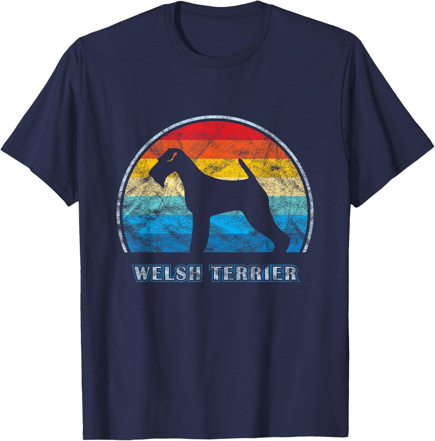 Welsh Terrier Vintage Design Dog Men Women Girls Kids T-Shirt - T-Shirt | Navy