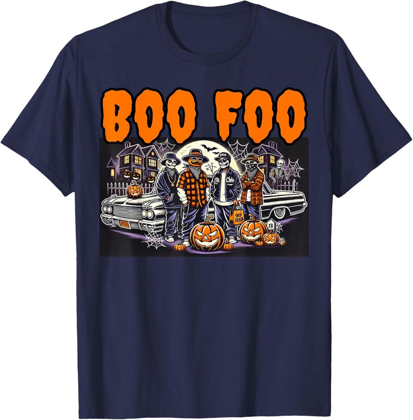 Urban Cultura Chicano Latino Cholo Mexican Halloween Homies T-Shirt - T-Shirt | Navy