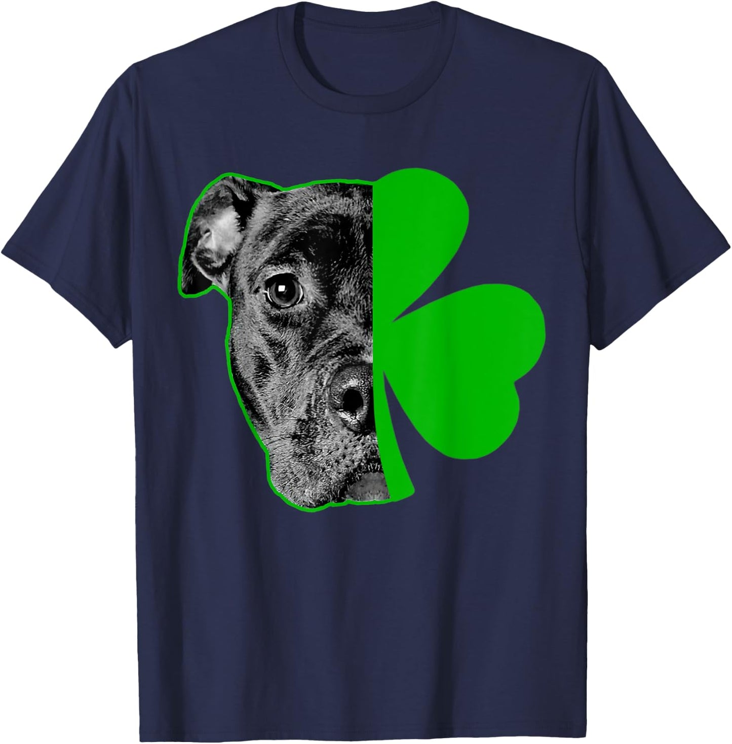 Pitbull Love and Lucky Irish Shamrock Saint St Patricks Day T-Shirt - T-Shirt | Navy