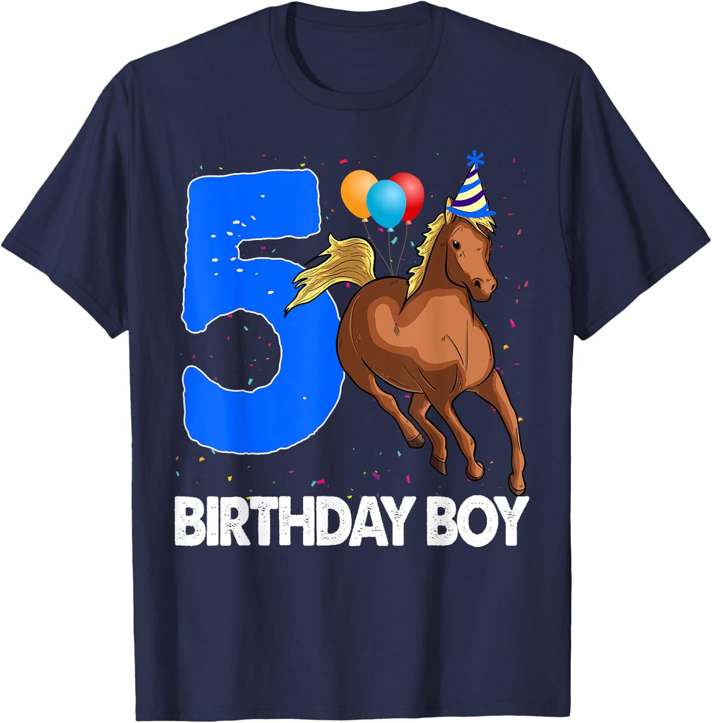 Birthday Boy 5 Riding Rider Shirts Horse Love Party T-Shirt - T-Shirt | Navy