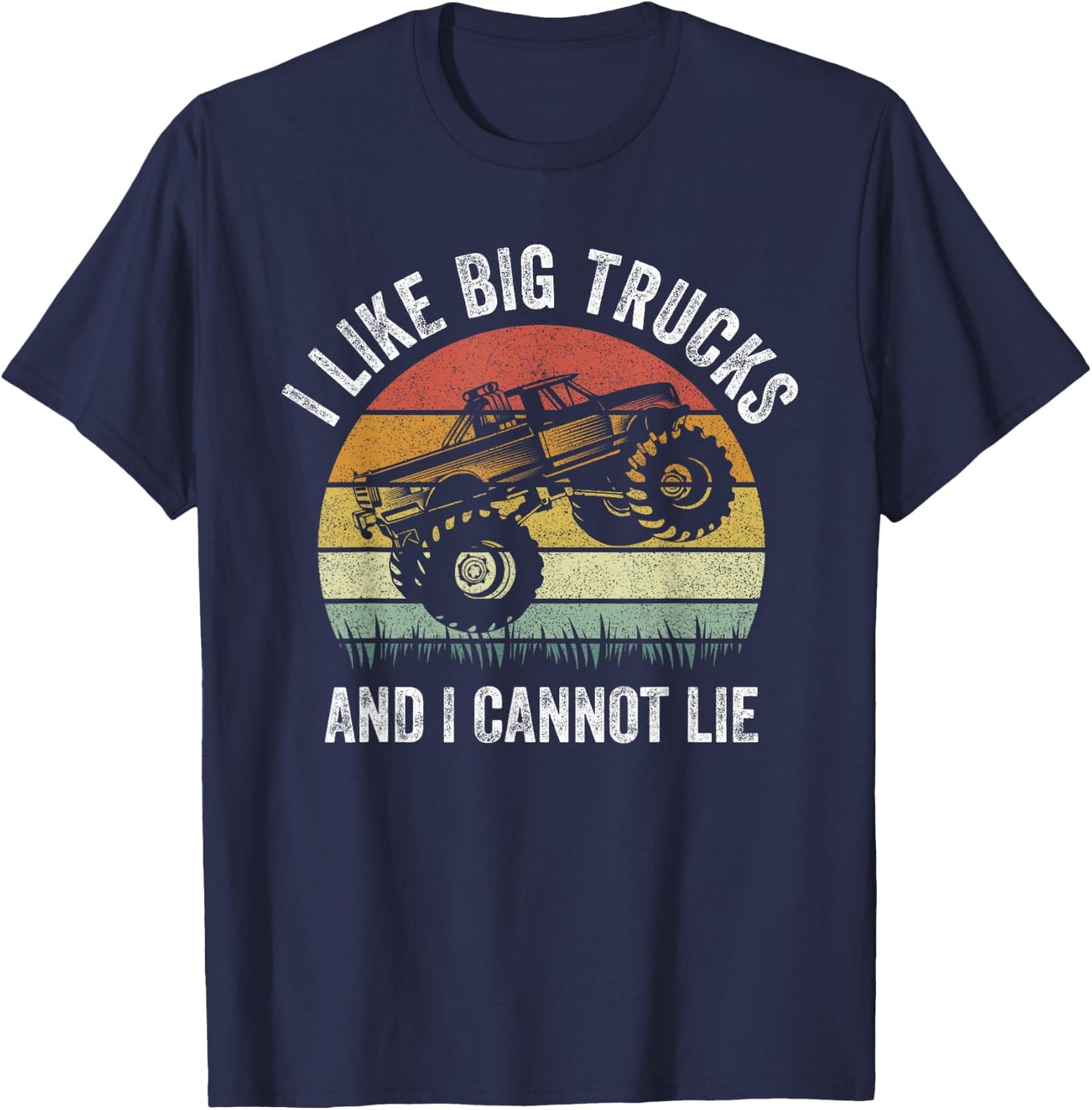Retro I Like Big Trucks And I Cannot Lie Monstertruck Engine T-Shirt - T-Shirt | Navy