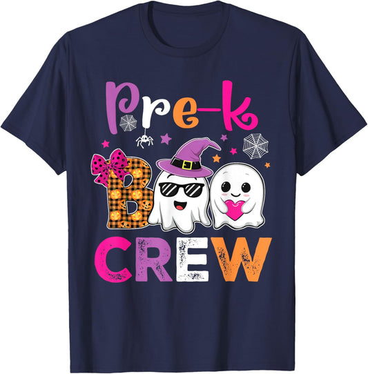 Funny Pre-K Boo Crew Teacher Kids Halloween Spooky Costume T-Shirt - T-Shirt | Navy