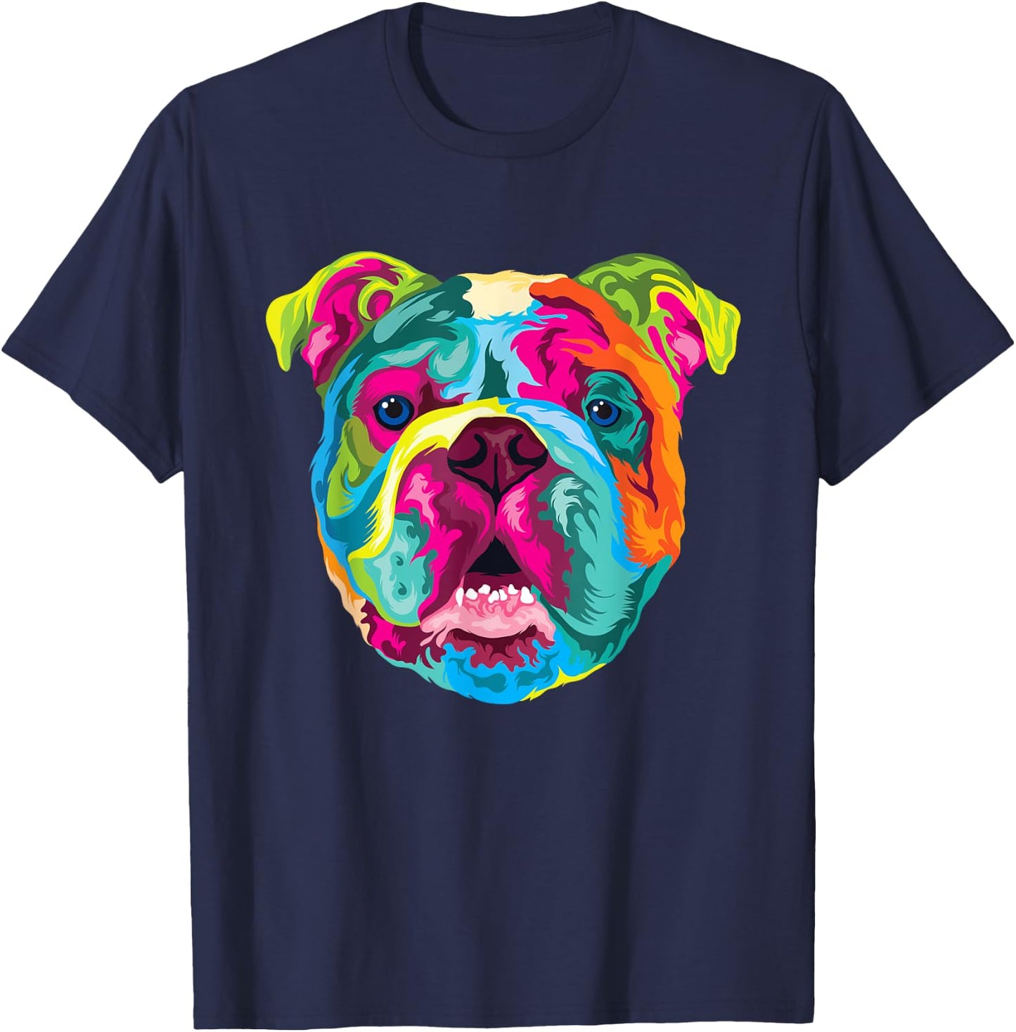 Pop Art English Bulldog Pet Paw Gift Men Women Dog Lover T-Shirt - T-Shirt | Navy