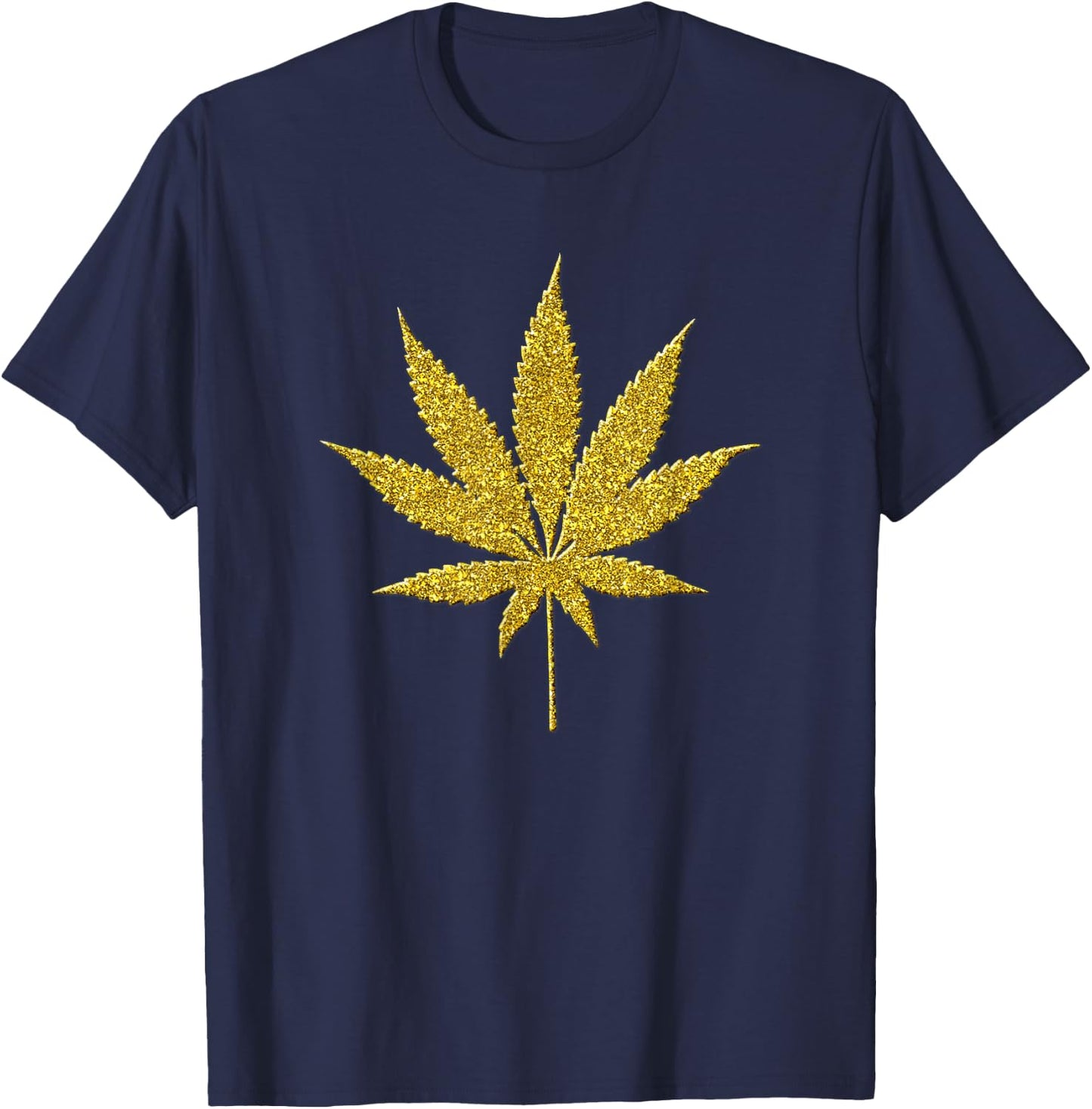 Marijuana Hemp Pot Gold Vintage Symbol T-Shirt - T-Shirt | Navy
