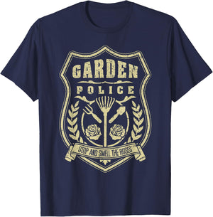 Garden Police Badge Gardener Vintage Distressed Gardening T-Shirt - T-Shirt | Navy