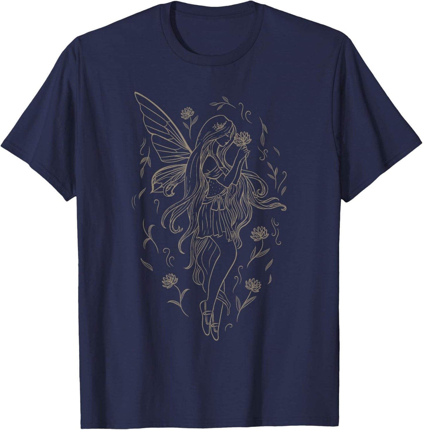 Fairy Rose Flowers Grunge Fairycore Fairies T-Shirt - T-Shirt | Navy