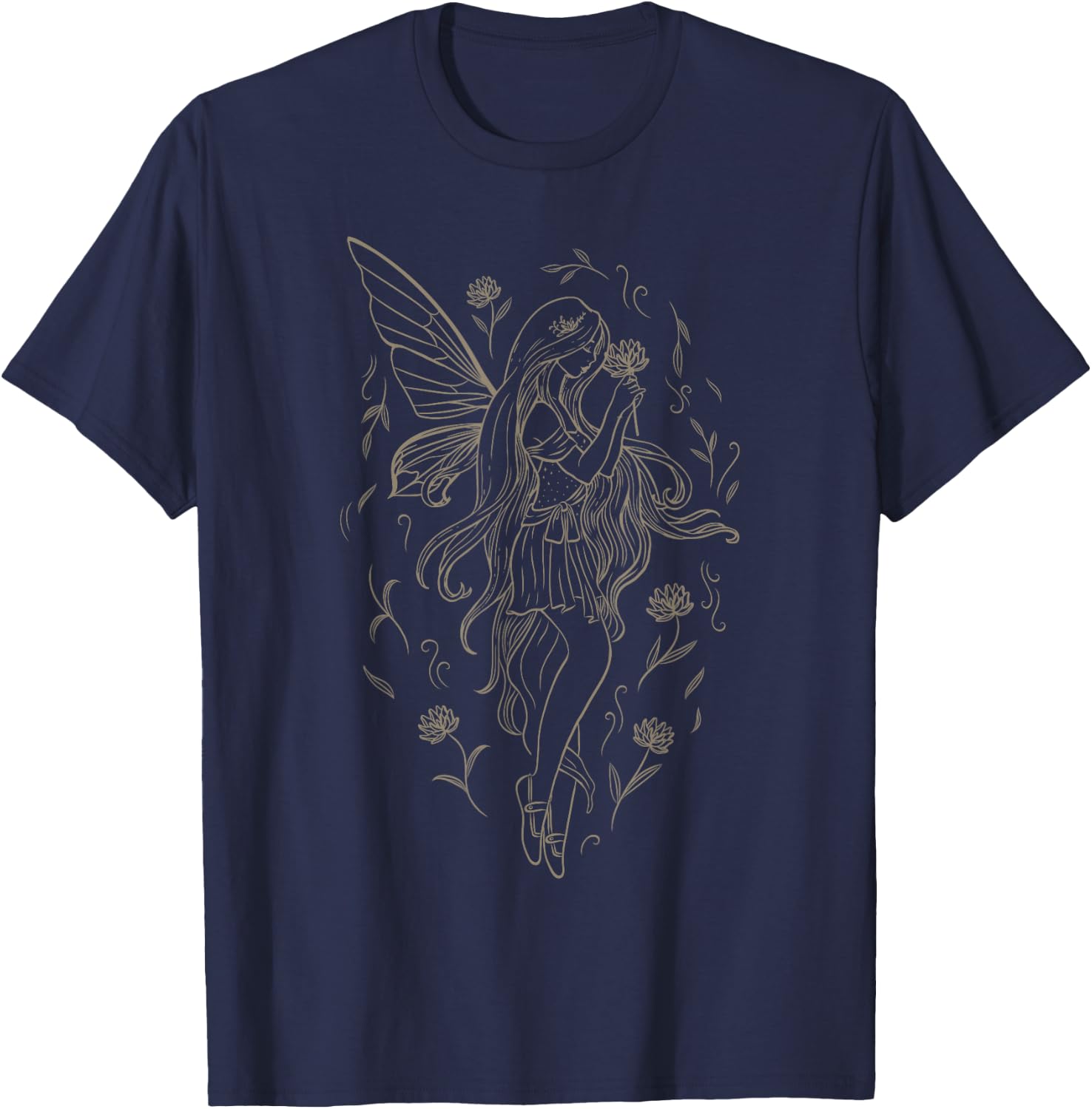 Fairy Rose Flowers Grunge Fairycore Fairies T-Shirt - T-Shirt | Navy