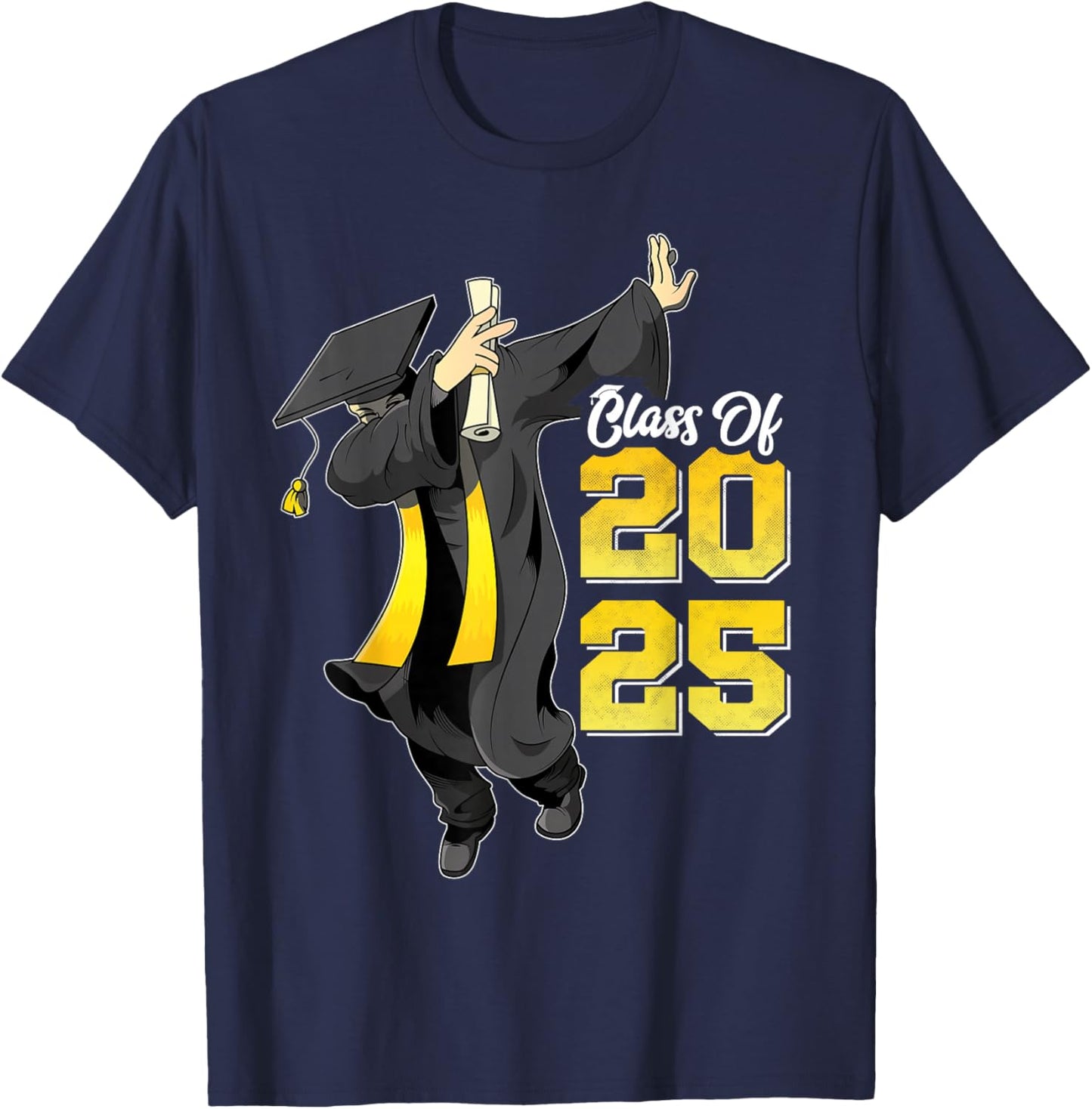 Dabbing Graduation Class of 2025 Gift Men Funny Graduation T-Shirt - T-Shirt | Navy