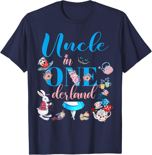 Alice in ONEderland Family Uncle Of The Birthday Girl T-Shirt - T-Shirt | Navy