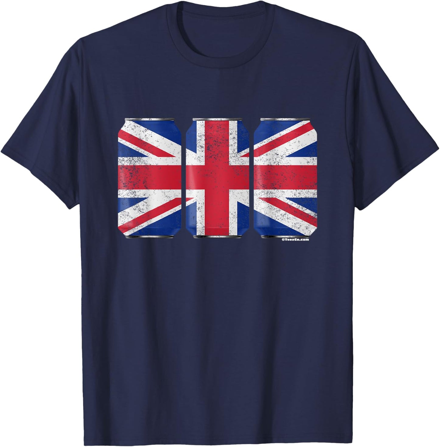 Cool Graphic Beer Cans England Flag T-Shirt - T-Shirt | Navy