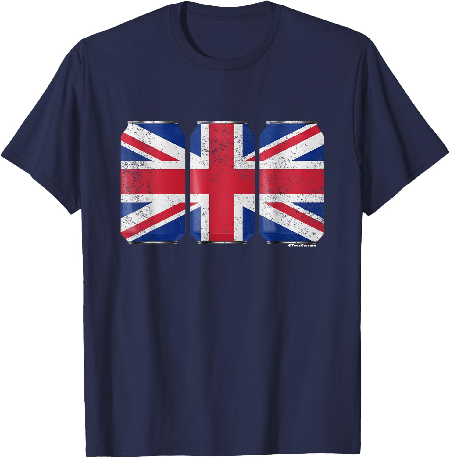 Cool Graphic Beer Cans England Flag T-Shirt - T-Shirt | Navy
