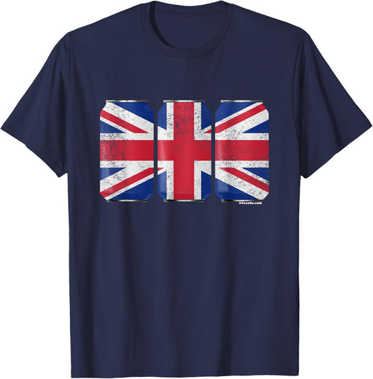 Cool Graphic Beer Cans England Flag T-Shirt - T-Shirt | Navy