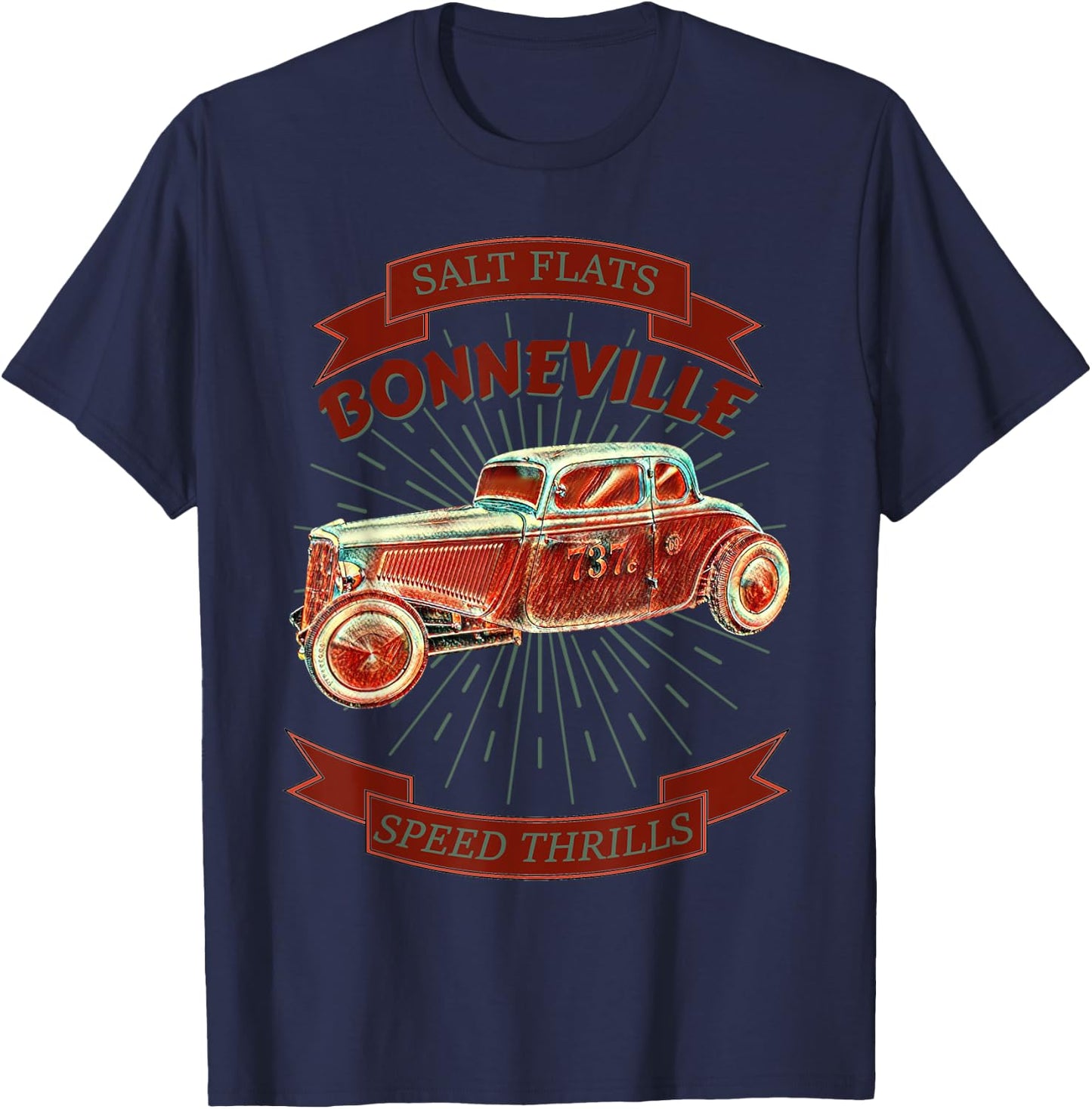 Bonneville Salt Flats Vintage Retro Hot Rod Race Car T-Shirt - T-Shirt | Navy