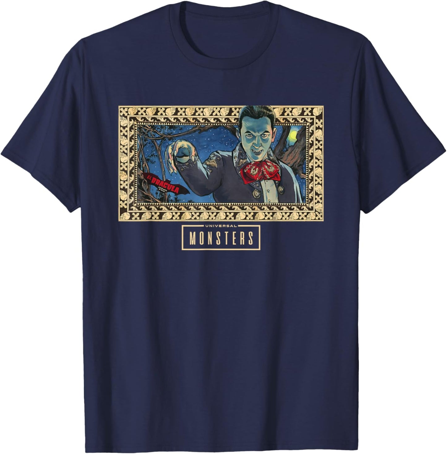 Universal Monsters Dracula Charro Negro T-Shirt - T-Shirt | Navy