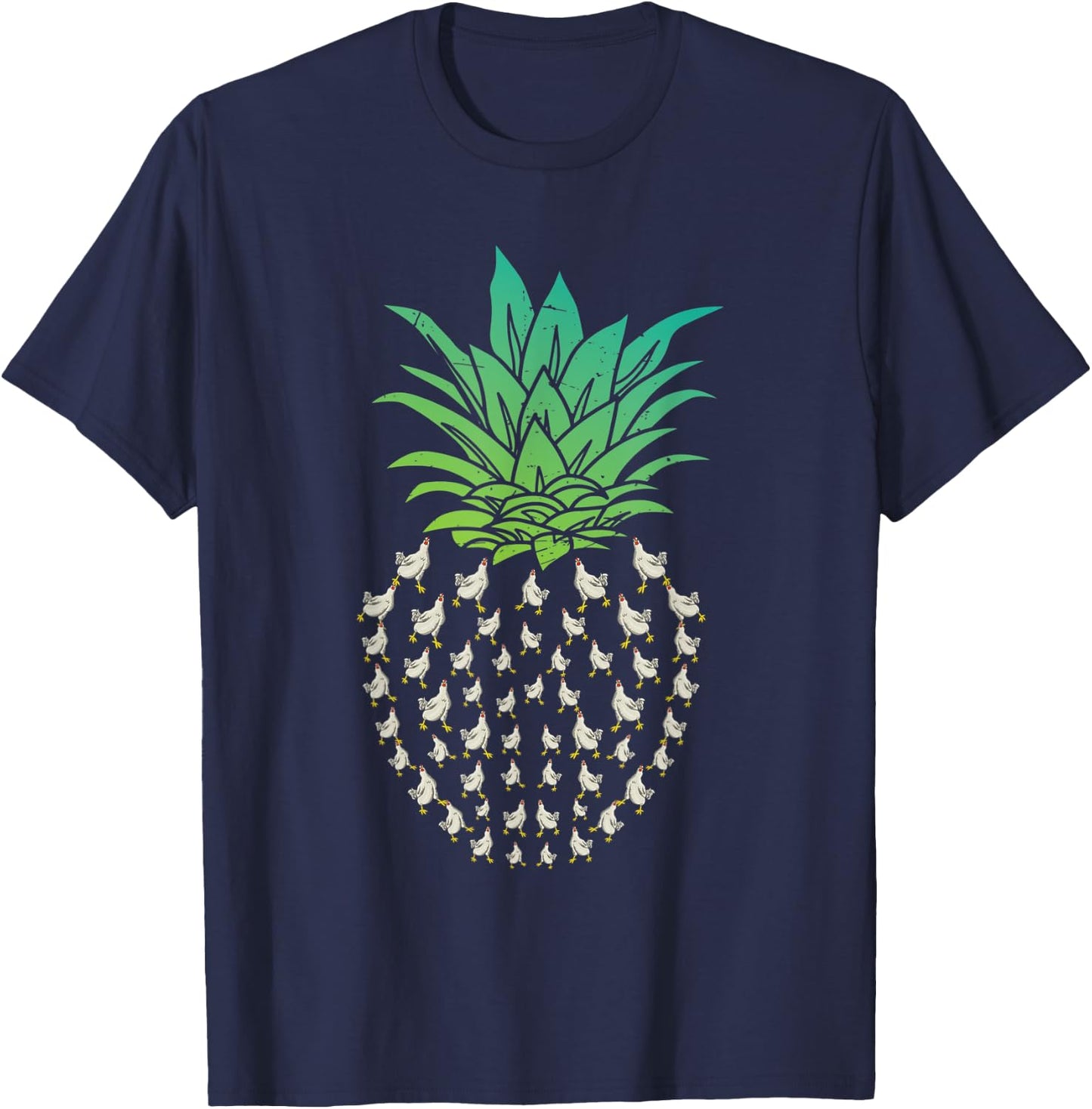 Farm Animal Bird Hen Pineapple Chicken T-Shirt - T-Shirt | Navy