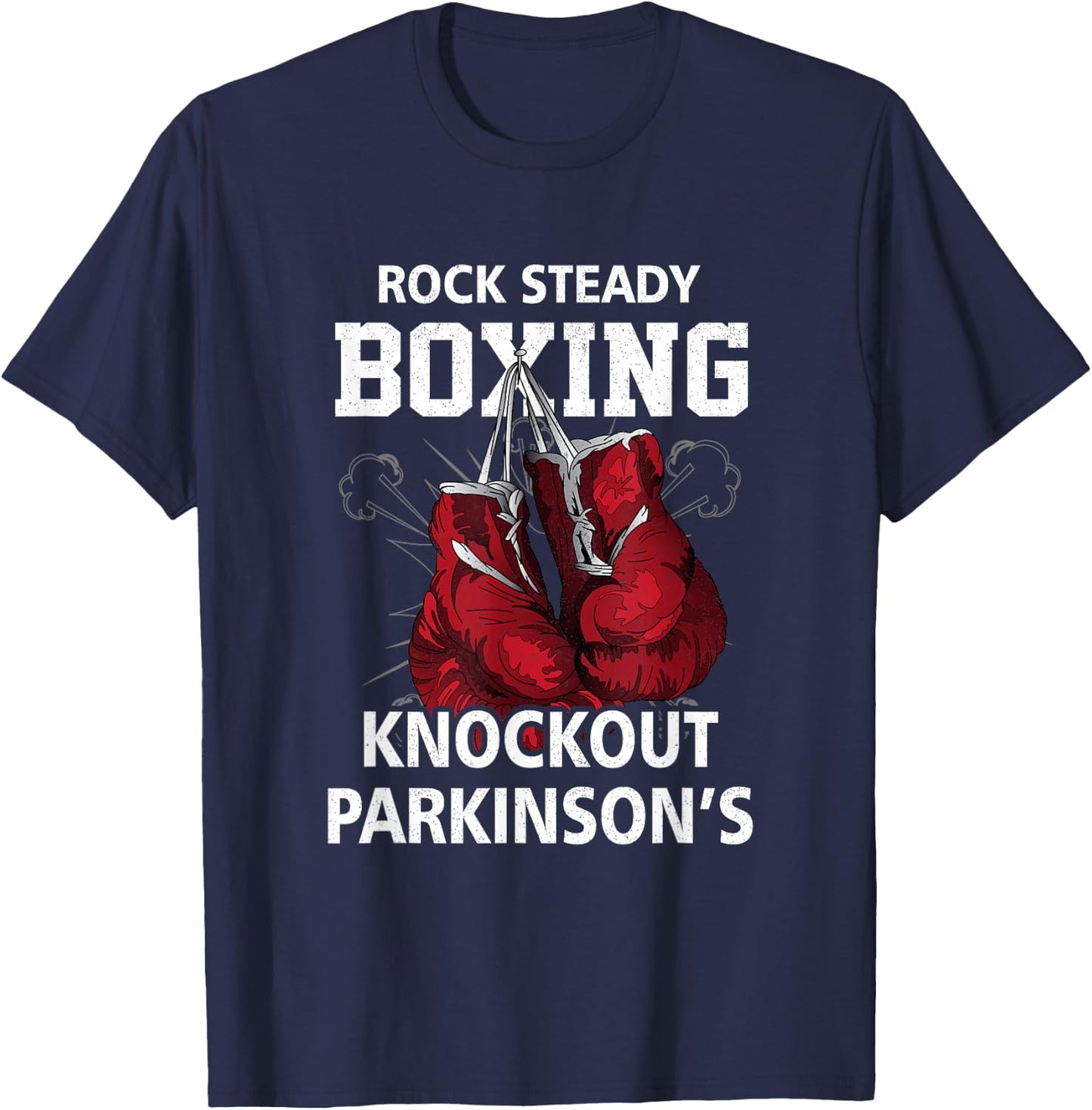 Vintage Boxing Gloves Rock Steadys Boxing Knockout Parkinson T-Shirt - T-Shirt | Navy