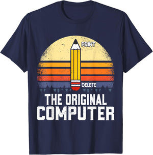 The Original Computer Funny Pencil Geek Nerd T-Shirt - T-Shirt | Navy