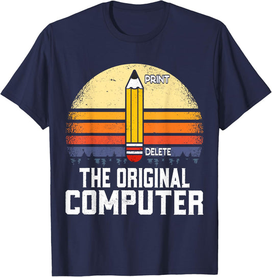 The Original Computer Funny Pencil Geek Nerd T-Shirt - T-Shirt | Navy