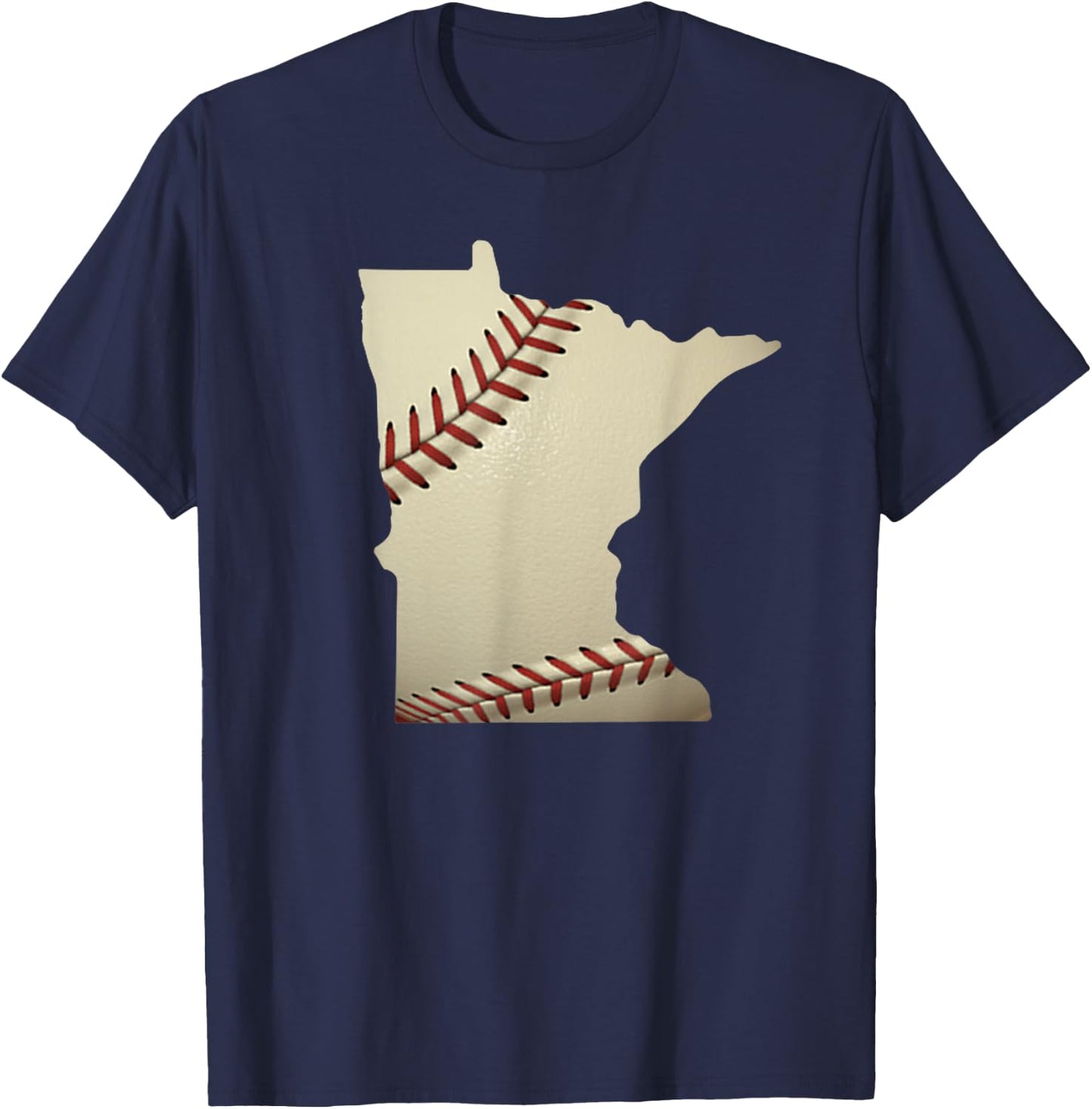 Minnesota Baseball State Map Softball Love MN USA Fan T-Shirt - T-Shirt | Navy