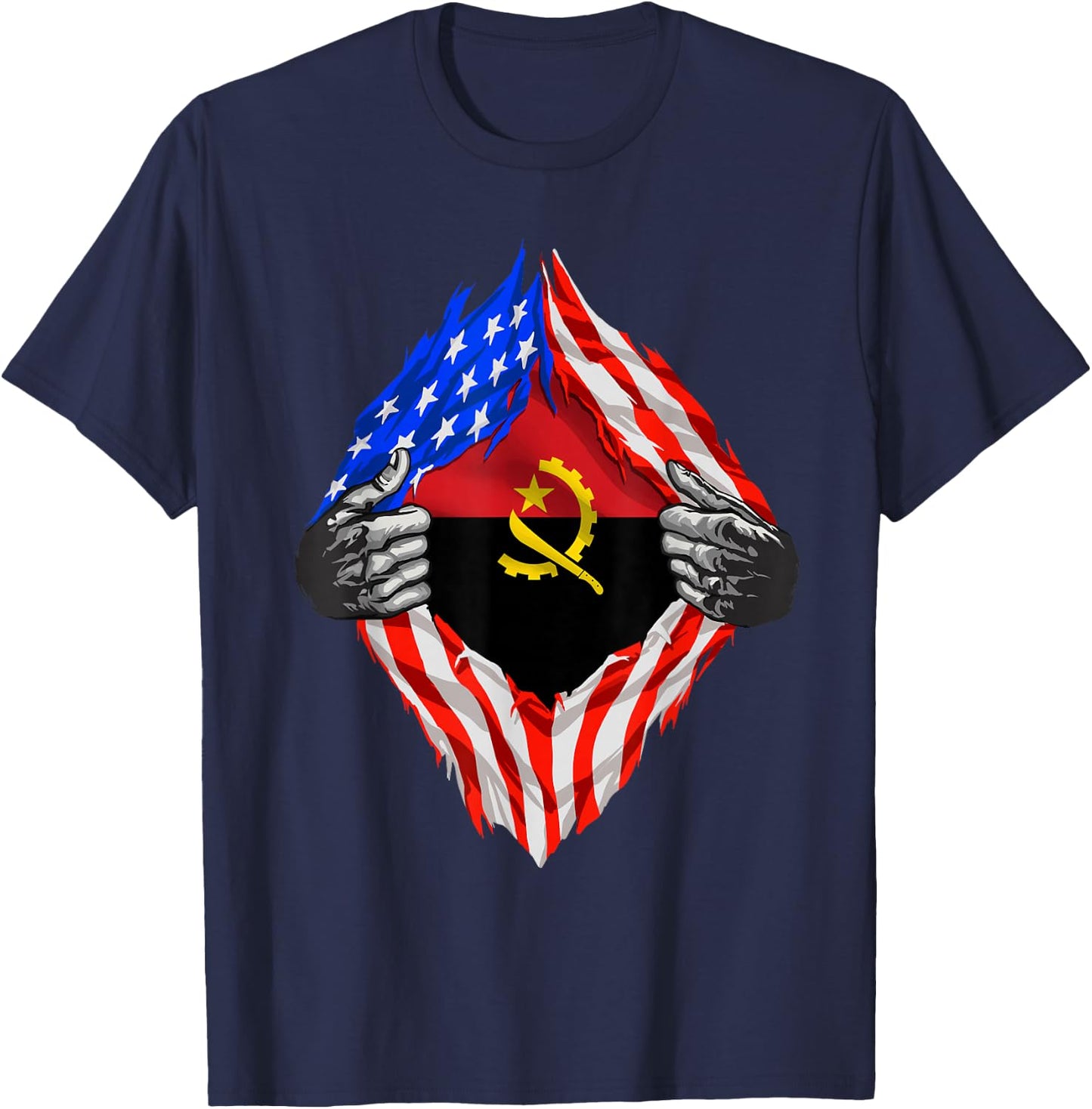Angola Shirt Super Angola Flag Central Africa Angolan Roots T-Shirt - T-Shirt | Navy
