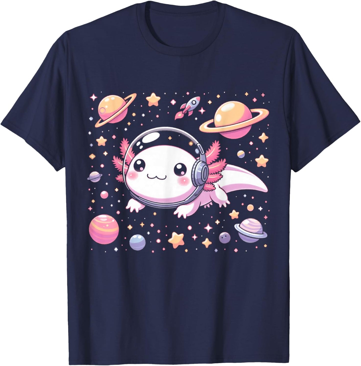 Astrolotl Space Axolotl - Kawaii Japanese Anime Axolotl T-Shirt - T-Shirt | Navy